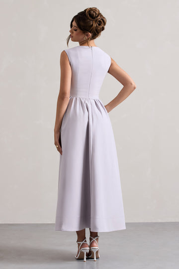 Maybelle Mauve Square-Neck Corset Skater Maxi Dress